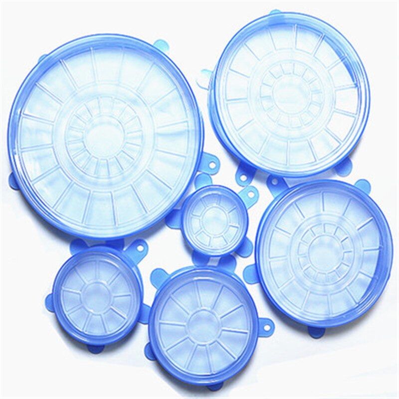 6Pcs Voedsel Wraps Herbruikbare Verse Houden Verzegelde Siliconen Voedsel Cover Groente Fruit Magnetron Afdichting Vacuüm Universele Stretch Deksels