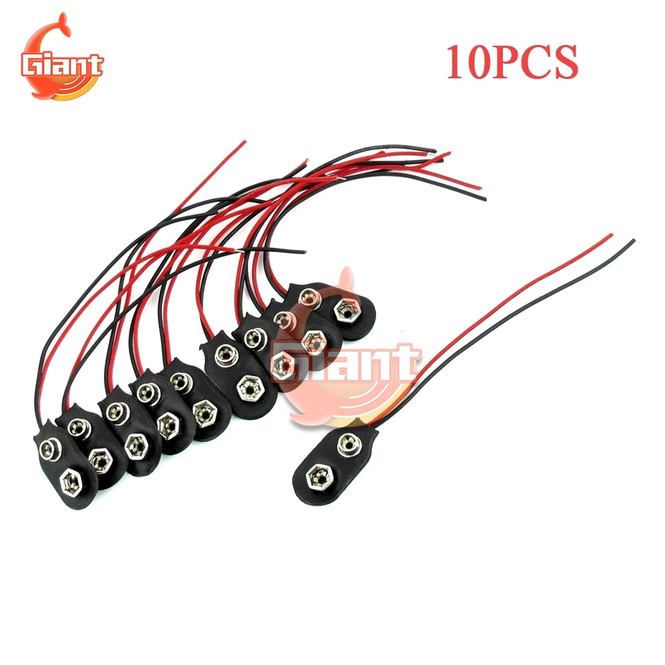 Conector de batería de 9V con enganche, soporte para cables, Cable de 9V, i-fonts, hebilla de batería de carcasa blanda, 10 Uds.