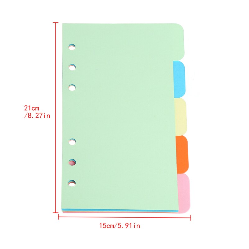 5 stk refills 6 huller blankt farverigt papir til  a5 a6 løse bladbinder notesbog  m17f