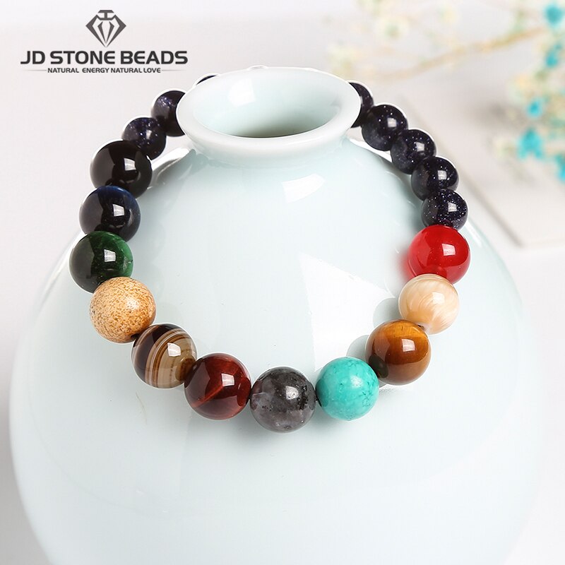 Handgemaakte Galaxy Acht Planeten Armbanden Blauwe Zandsteen Kralen Chakra Yoga Sieraden Voor Vrouwen Of Mannen Shippi