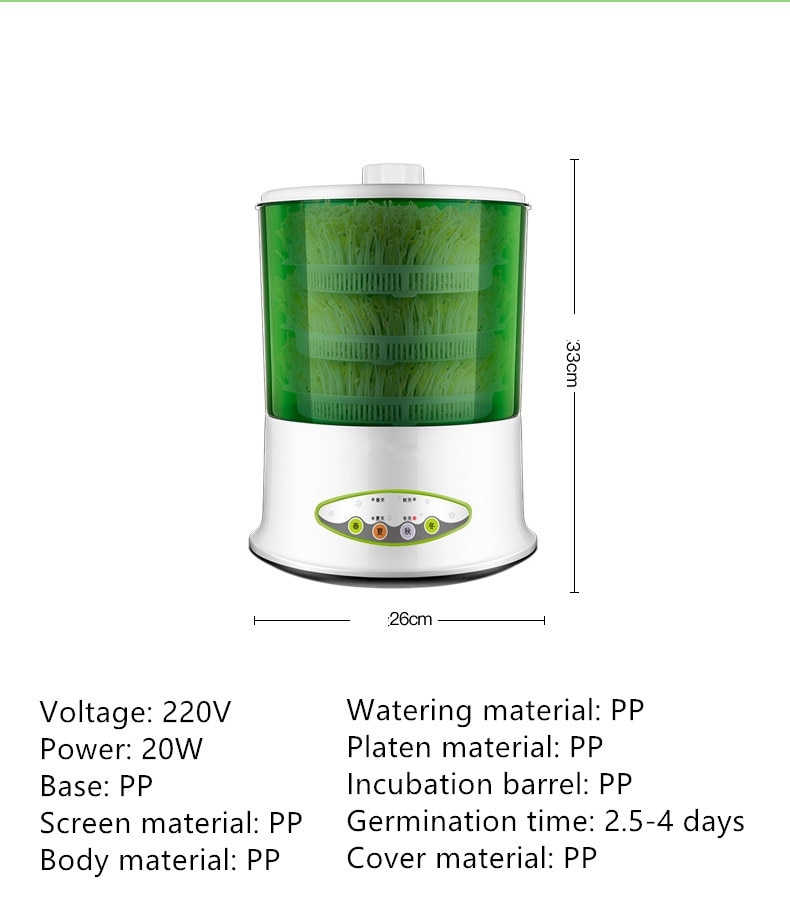 220V Electric Bean Sprouts Machine Large Capacity Thermostat Green Seeds Growing Automatic Bean Sprout Machine