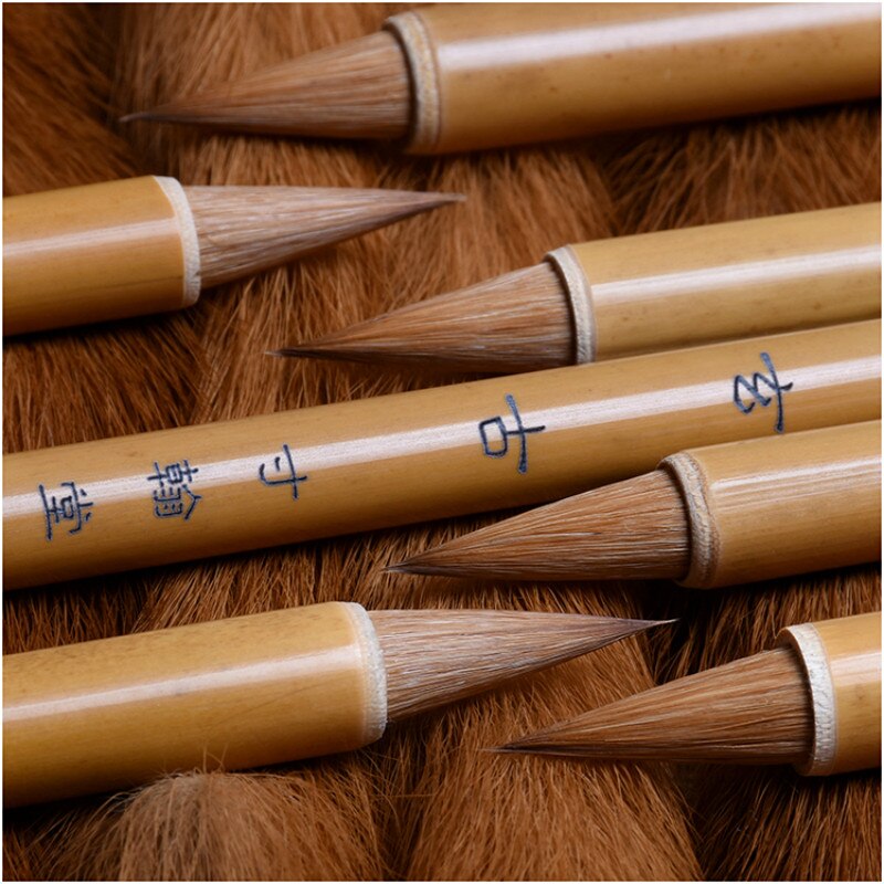 Professionelles Chinesisches Kalligraphie-Pinsel Set – Für Bambus, Blumen, Vögel & Kanji-Schreiben – Wolfshaar, Große Größe