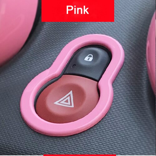 Car Interior Warning Light Lamp Switch Warning Button Trim Cover Sticker For Mercedes Smart Fortwo Forfour 453 Car Accessories: Pink