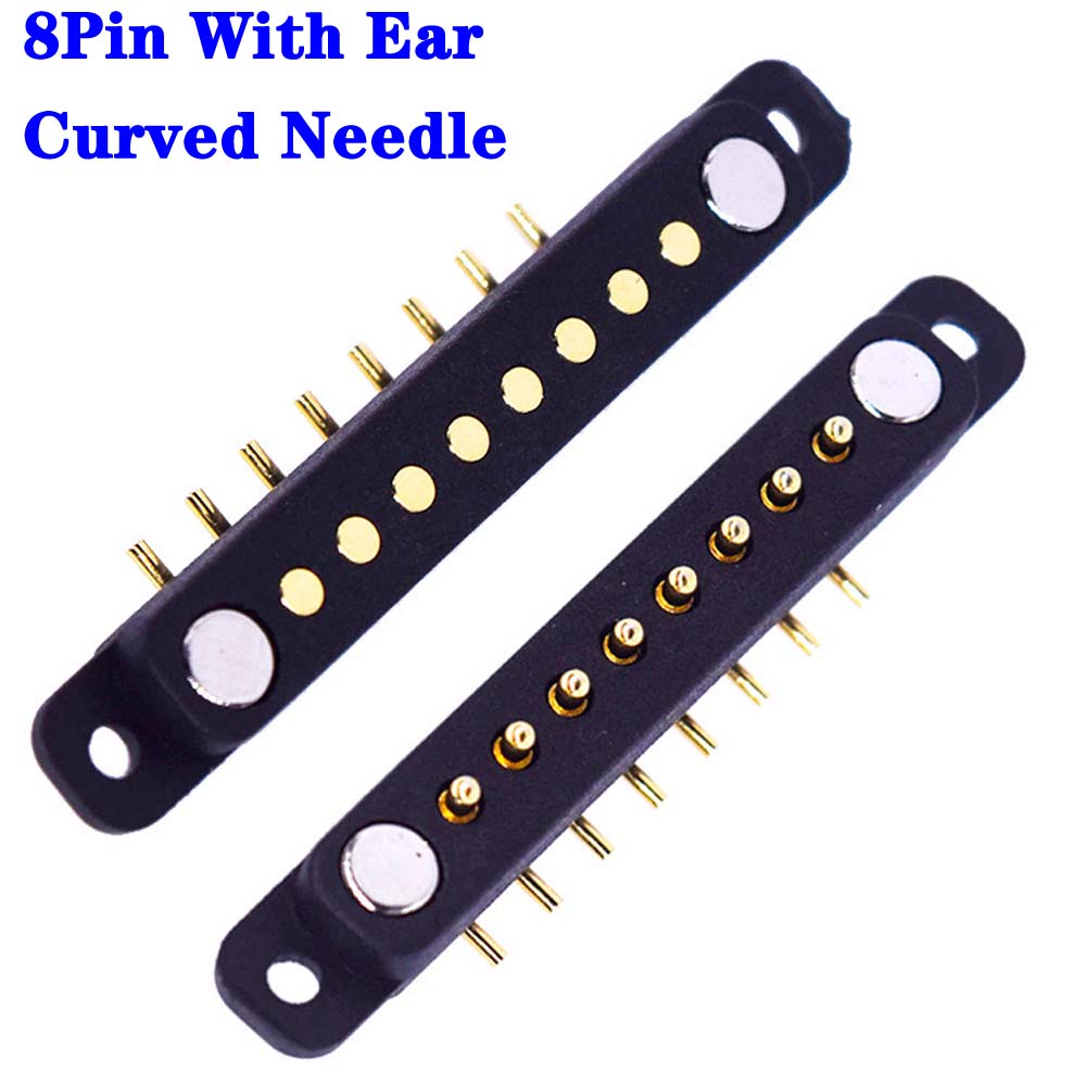 Waterproof DC Magnetic 2 3 4 5 6 7 8 9 10P Spring Loaded Male Female Square with Screw Holes bending needle Pogo Pin Connector: grey