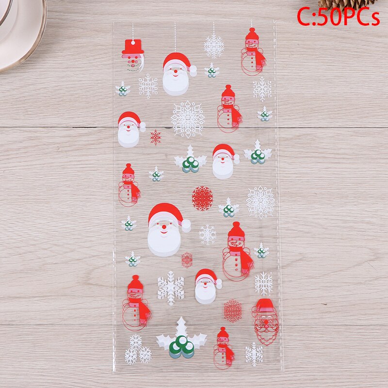 50Pcs Xmas Cellofaan Party Bags Kerst Bakken Tassen Kerst Snoep Zak Koekjes Snoep Snack Biscuit Verpakking Plastic Zakken: C