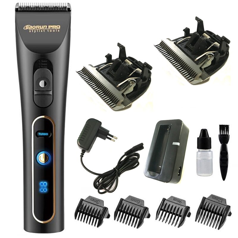 Ceramic Titanium Blade Hair Clipper for Men Baby Hair Trimmer Cutting Shaving Machine for Barber Salon Black