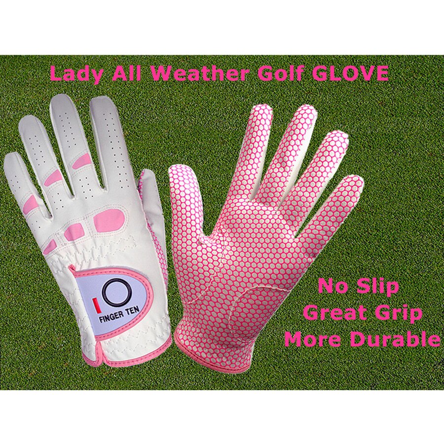 2 pc damer golfhandskar regn alla väder extra grepp vänster hand höger storlek sml xl för damflickor för kvinnor