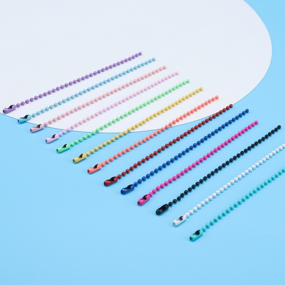 20 sztuk/paczka Multicolor metalowa kula łańcuszki z koralików Spry malowane breloczki klucz wisiorki złącze dla DIY brelok tworzenia biżuterii