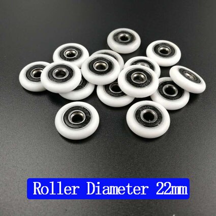 Roulette de porte de salle de bain, rouleau de porte de douche coulissante. diamètre extérieur 19mm/20mm/22mm/23mm/25mm/27mm, alésage du roulement 5mm.: Diamètre 22mm