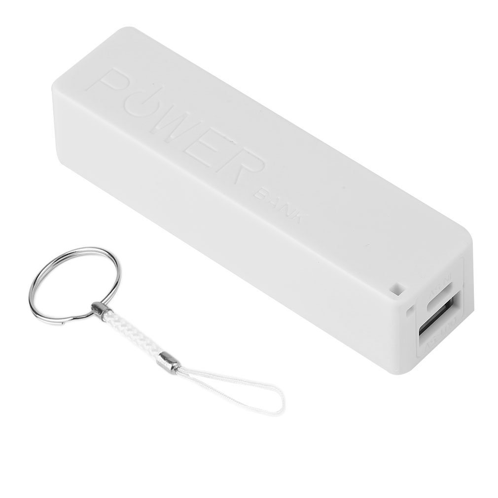 2600MAH Portable Size 1X18650 Battery External Power Bank Backup Battery Charger Power Bank Case For Smart Phones: white