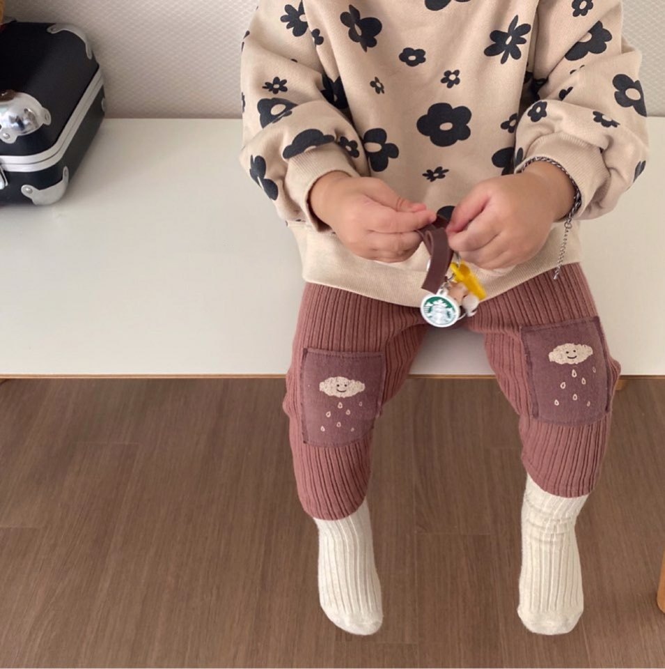 Baby Broek Jongens Meisjes Knit Patch Cloud Patroon Leggings Baby Stretch Potlood Katoenen Broek Peuter Lente Kleding
