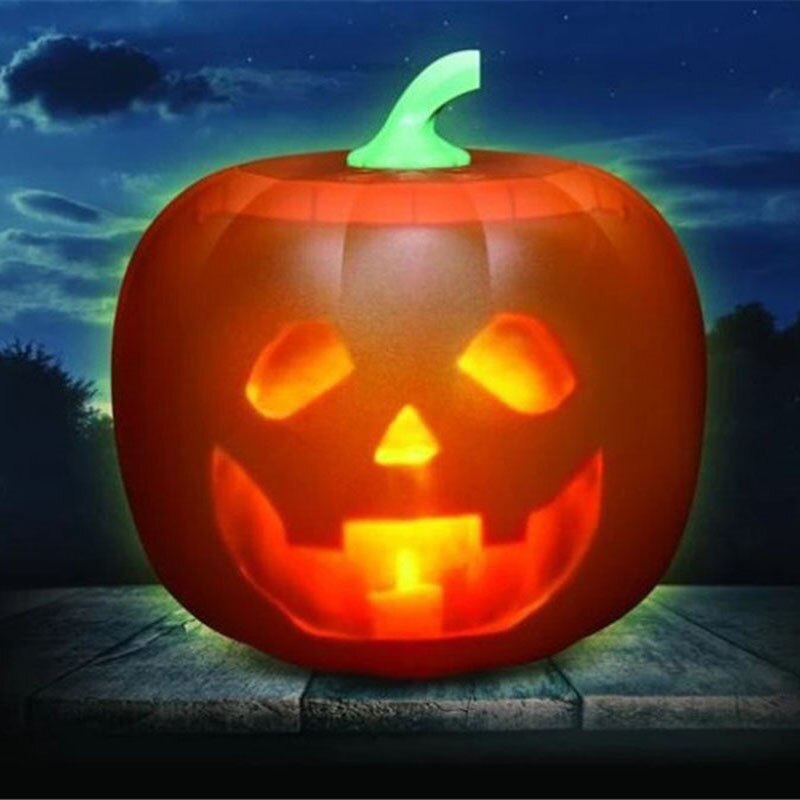 Lampe citrouille d'halloween avec projecteur expression drôle et bizarre parler et chanter