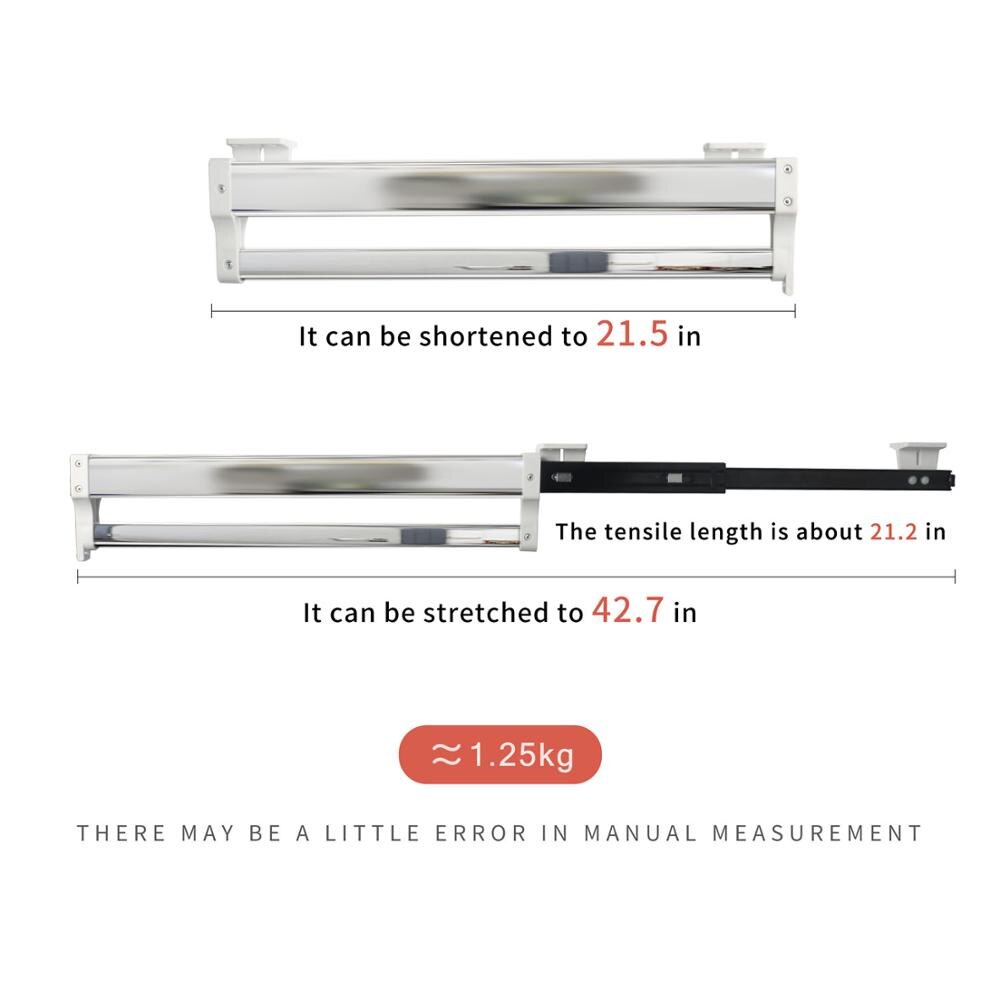 Pull-Out Closet Valet Rod Adjustable Wardrobe Clothing Rail Top Mount Wardrobe Hanger Rack Bar Ball Bearing Slide Heavy Duty: Stainless Steel 55CM