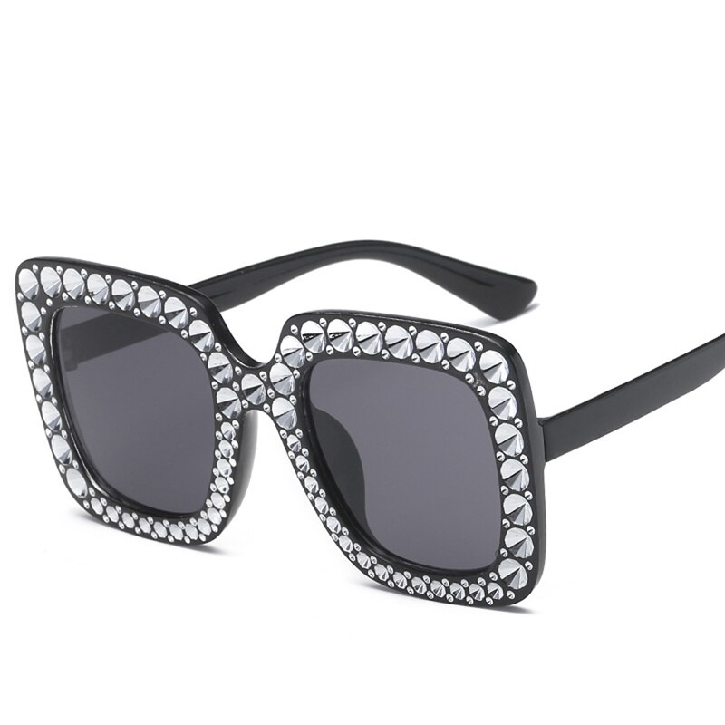 Firkantede vandre solbriller kvinder italien mærke diamant solbriller damer vintage overdimensionerede kvindelige beskyttelsesbriller  uv400