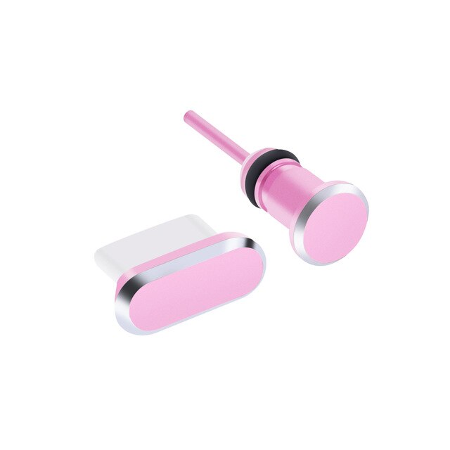 Universal usb c aluminium dammplugg set för samsung  s10 plus  s9 s8 note c laddningsportar och 3.5mm hörlursuttag antidammplugg: Rosa