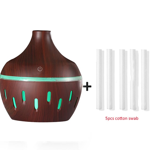 300Ml Usb Elektrische Aroma Air Diffuser Hout Ultrasone Luchtbevochtiger Essentiële Olie Aromatherapie Cool Mist Maker Voor Thuis Auto: B-2-F