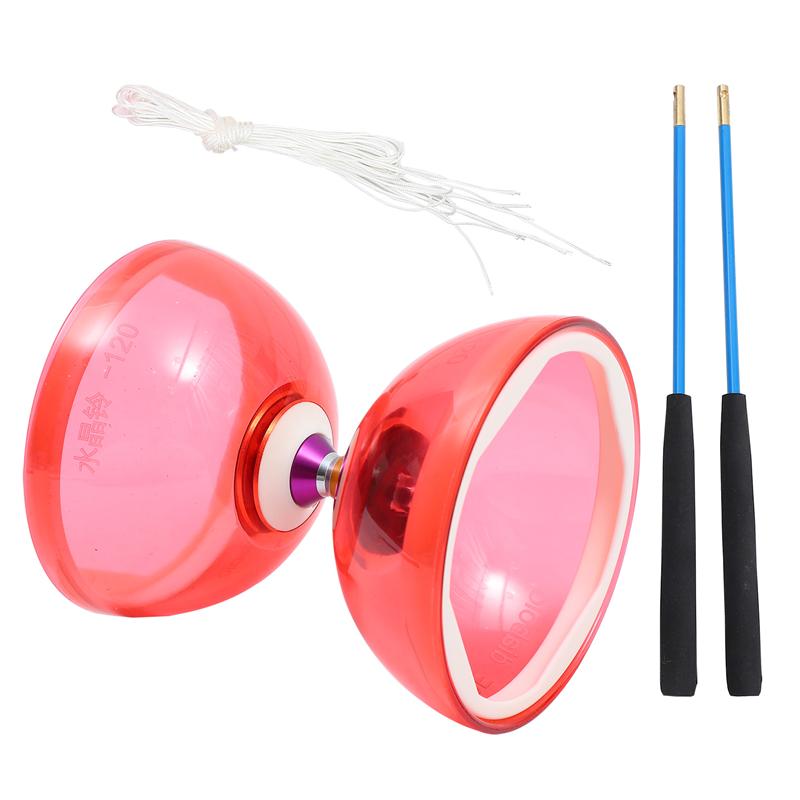 Yoyo chinois, jeu de roulement de diable, ensemble de roulement de Yoyo chinois Kongzhu Yo-Yo avec bâtons à main et jouet de jonglerie à cordes