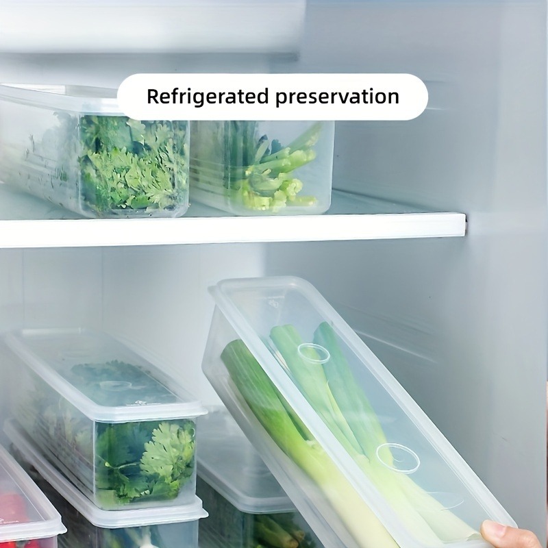 4-delige lange rechthoekige voedselopslagcontainers, plastic herbruikbare koelkast organizer dozen keukenaccessoires