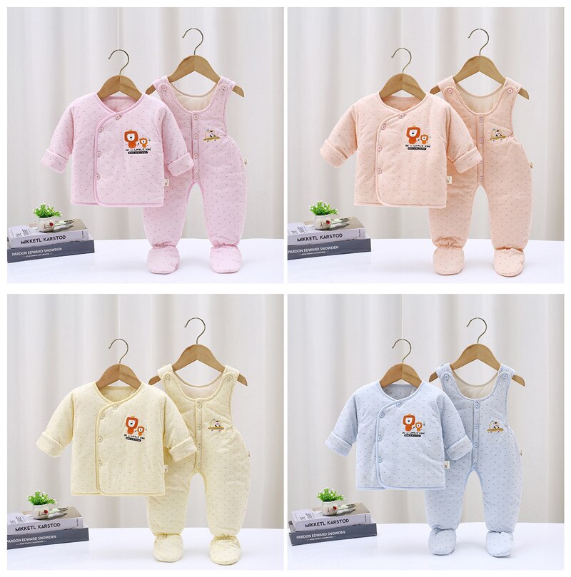 Pasgeboren Jongen Meisjes Kleding Set Lente Winter Baby Jassen + Bib Overalls Baby Jongens Kleding Bobysuit Katoenen Baby Kostuum