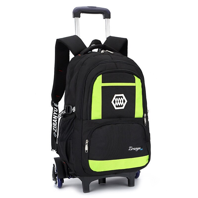 Mochila de rolamento para meninos rodas mochila trole saco escolar viagem bagagem 2020 nova chegada preto crianças bookbag mochila: Green 6 wheels