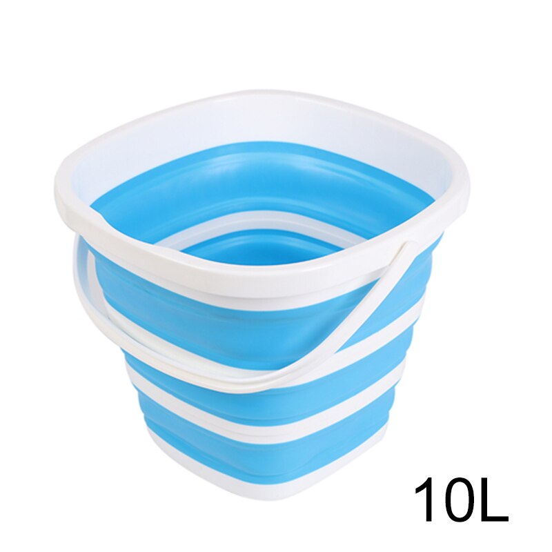 Collapsible Plastic Bucket Foldable Square Tub Portable Fishing Water Pail Outdoor TB: Blue  10L