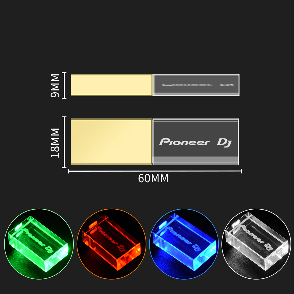 Mooie USB 3.0 Flash Drives Pioneer DJ Pen Drive 64GB Kleurrijke LED High Speed Memory Stick 32GB 16GB Gratis Custom LOGO U Disk