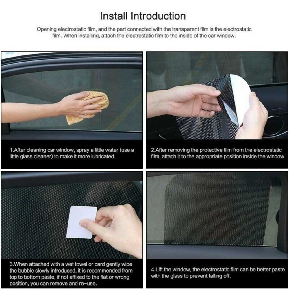2 Stuks 42X38Cm Pvc Auto Side Window Zonneschermen Elektrostatische Sticker Zonnebrandcrème Film Stickers Cover Auto Zonnedak Zon solar Film Schaduw