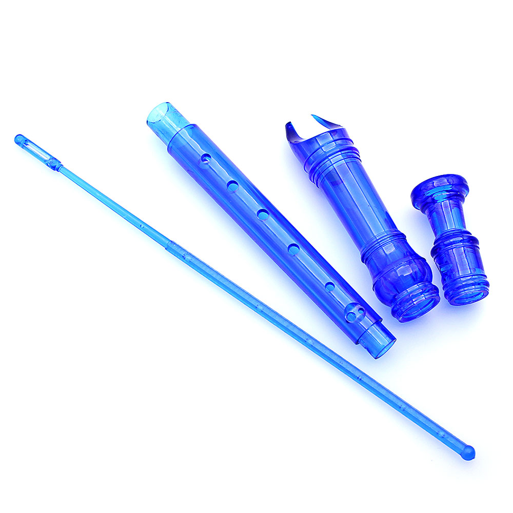Grabador Soprano ABS de 8 agujeros transparente con tabla de limpieza de dedos para niños