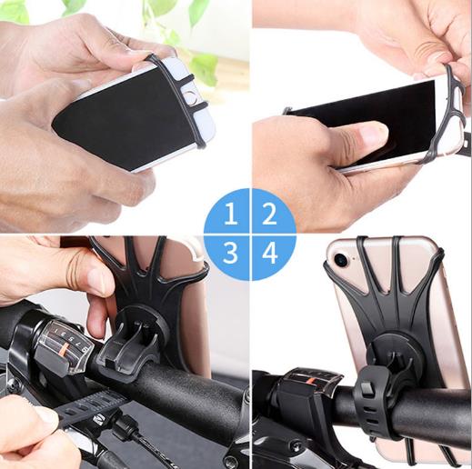 Universal Shockproof Elastic Silicone Mount Phone Holder Stand Riding Cycling Moto Bicycle MTB Bike Phone GPS Support Bracket
