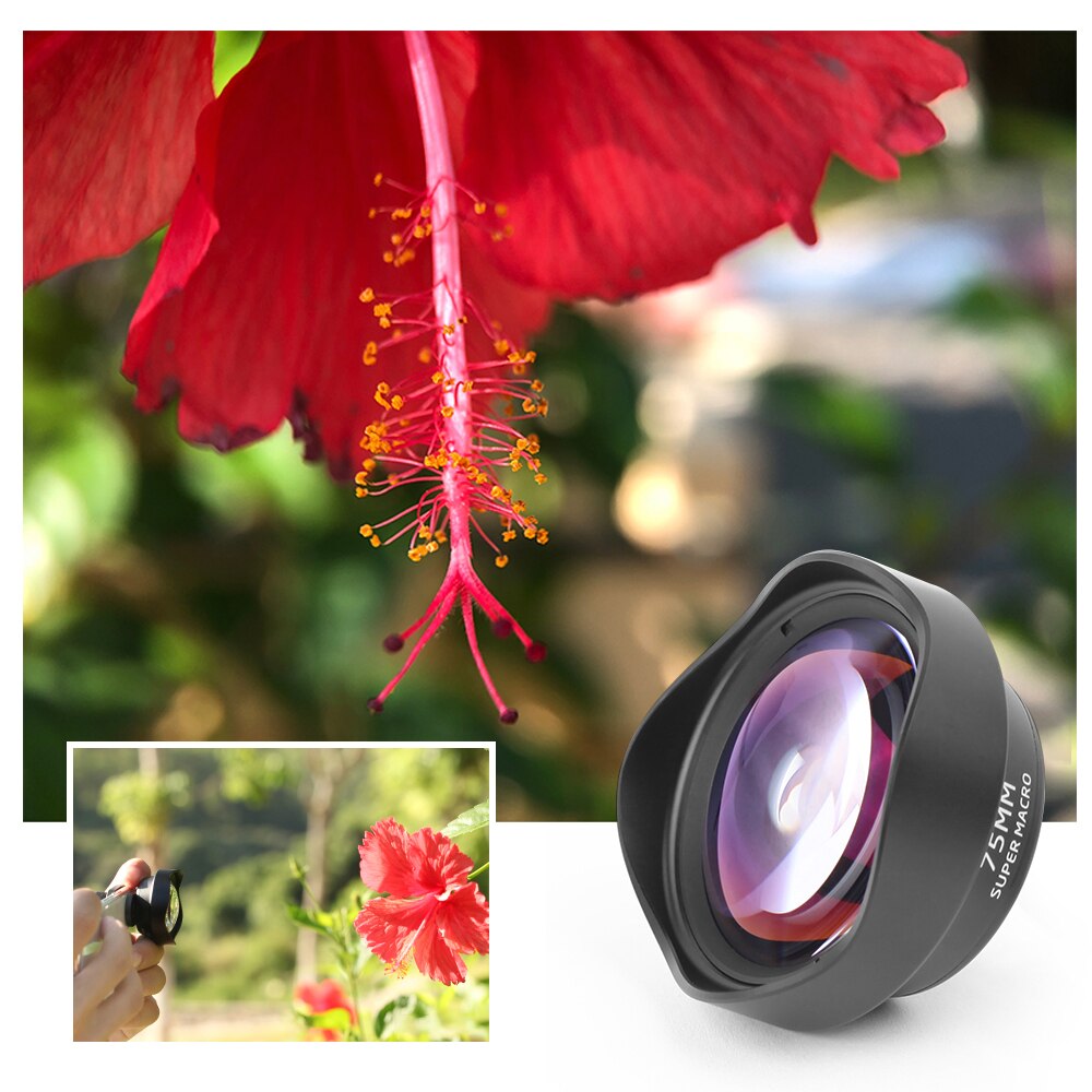 Ulanzi 75mm Macro Lens HD Geen Vervorming DSLR Effect Clip-on voor iPhone 11 Samsung Huawei Xiaomi Telefoon camera Lens 17mm Draad