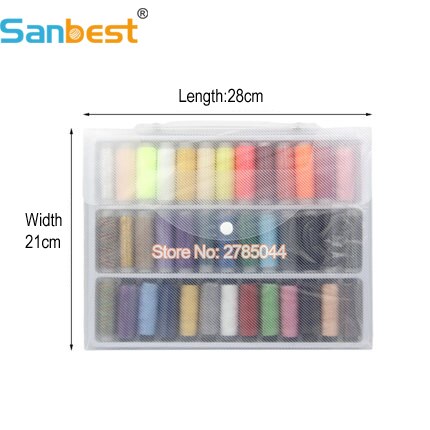 Sanbest 39pcs 200 Yards/ Spool Mixed Colors Polyester Sewing Thread Set Cowboy Thread Handwork Crafting Overlocking DIY TH00016: Transparent