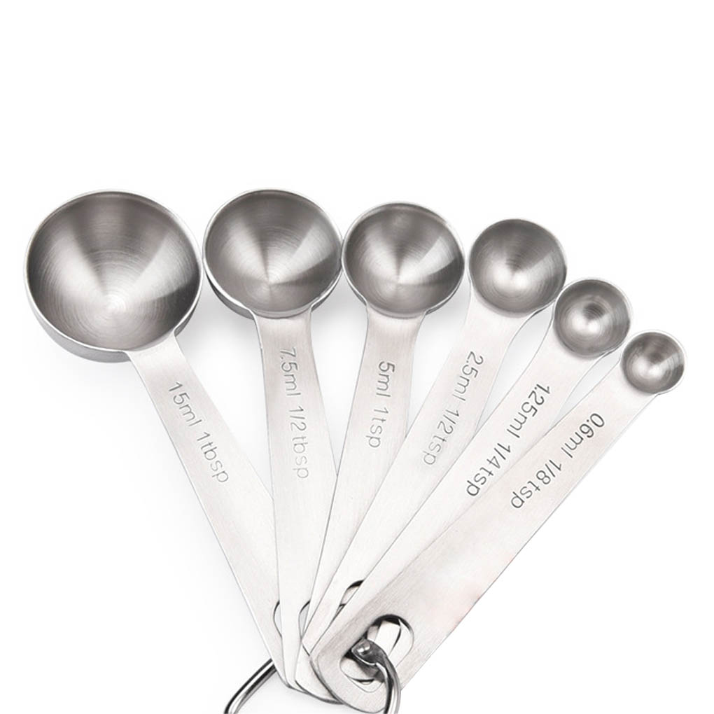 6pcs Measuring Spoons Stainless Steel Dry Liquid Ingredients Cooking Baking Stackable Meaure Tools