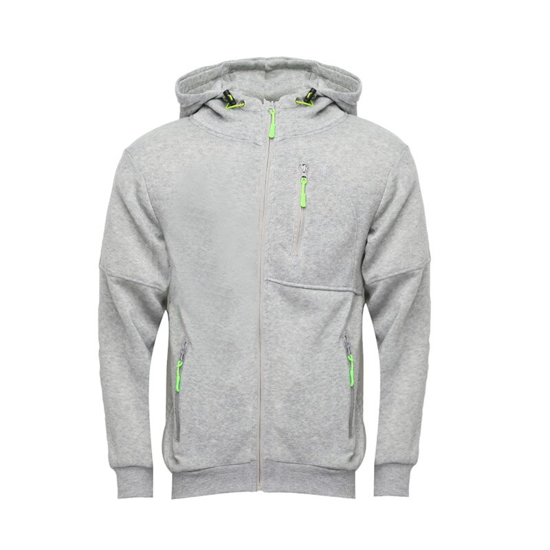 Heren hardloopjack joggen sport sportkleding training fitness oefening sportschooljas sportkleding herfst winter lange mouw jas: Lichtgrijs / Xxl