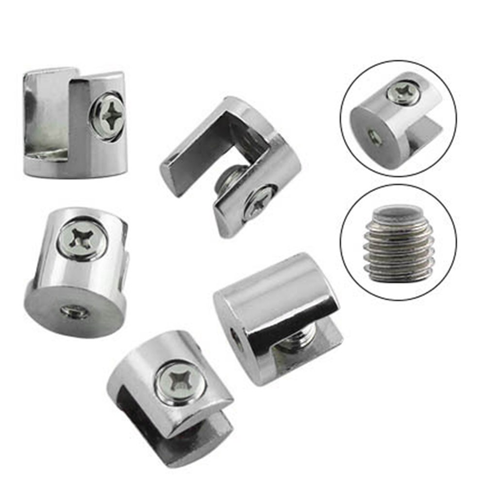 8pcs Mini Balcony Cylindrical Shape Window Fixed Bathroom Glass Clamp Zinc Alloy Easy Install Adjustable Shelf Hardware Corner