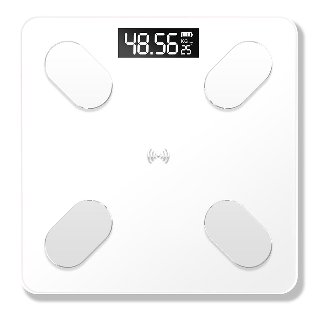 Smart Home Bathroom Scales LED Screen Body Grease Electronic Weight Scale Body Composition Analysis Health Scale: White
