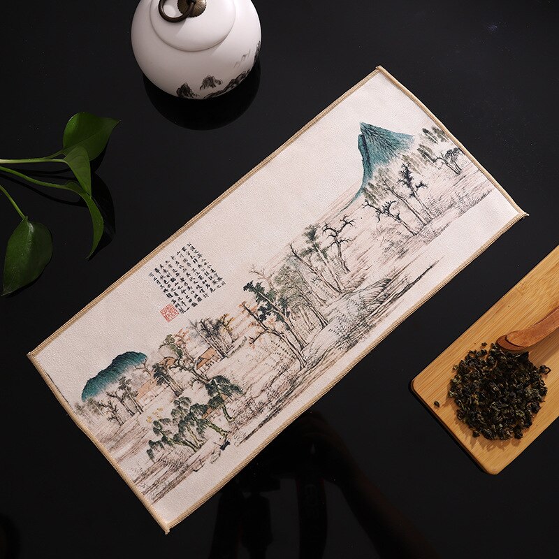Suede ręcznik kuchenny gospodarstwa domowego Zen stolik do herbaty tkaniny maty chiński wysokiej klasy serwetki chłonne ręcznik do czyszczenia herbata Kung Fu akcesoria: 13 18x40cm