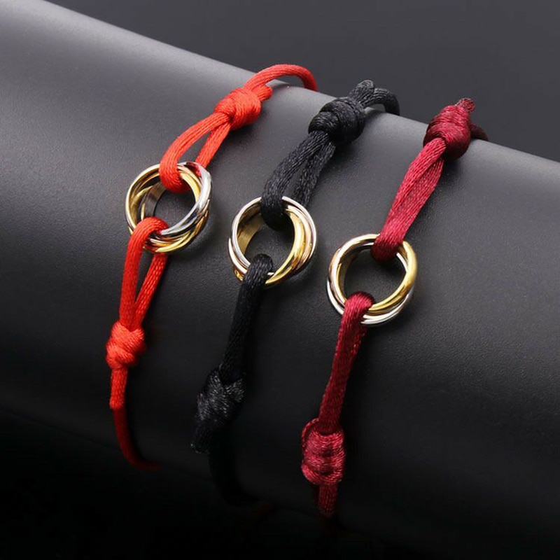 Top Simple Tricolor Steel Circle Tricyclic 13 Colors Rope Bracelet Bracelets for Men Women Jewelry