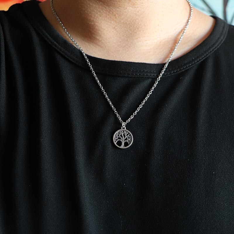 Girocollo del bambino delle donne dei monili della collana del pendente chiave dell'ancora dell'albero di lusso della catena dell'acciaio inossidabile di stile popolare per il partito dell'amica femminile: BY Tree2