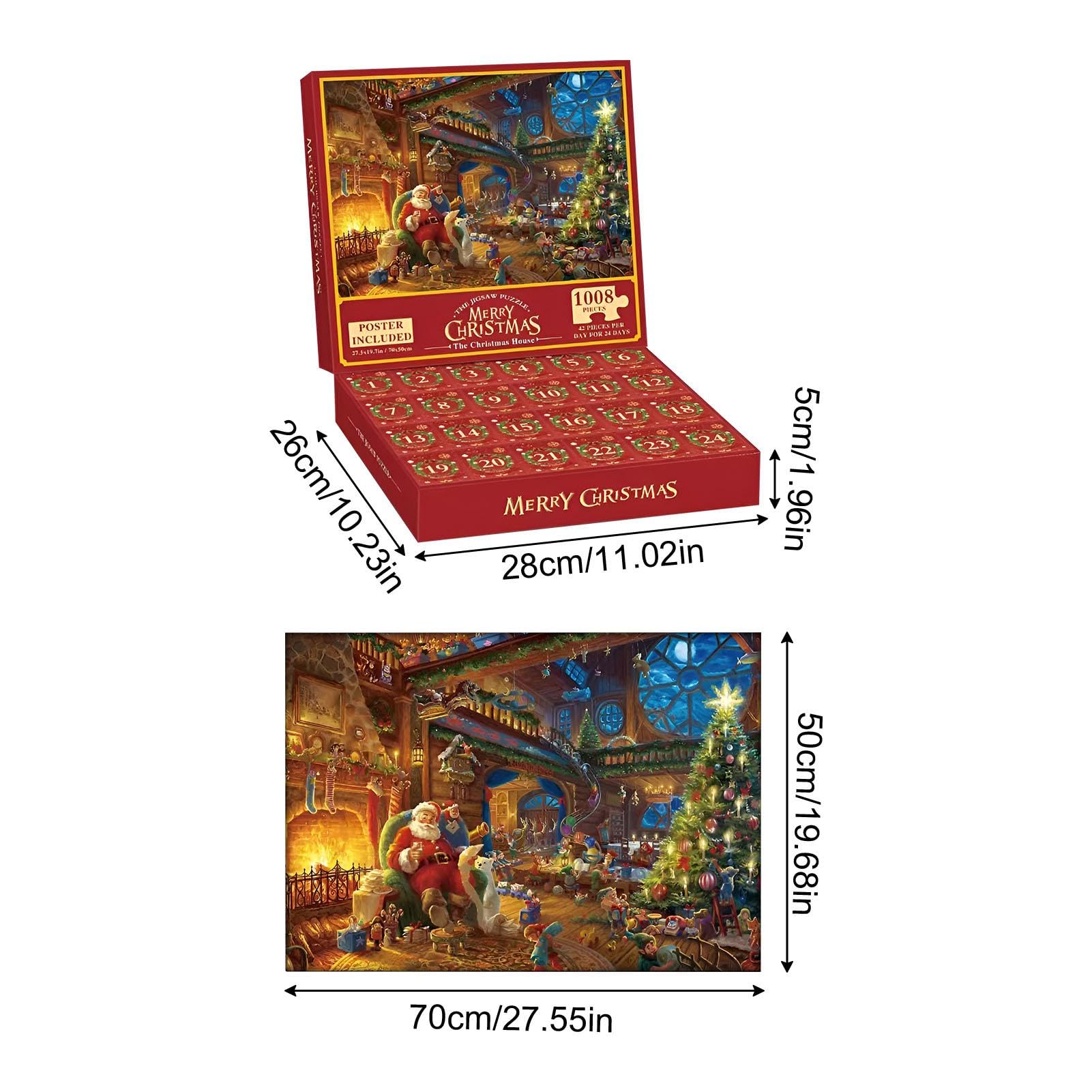 Christmas Countdown 24 Days Jigsaw Puzzle 1008PCS, Family Interactive Jigsaw Puzzle, Christmas for Children Adults