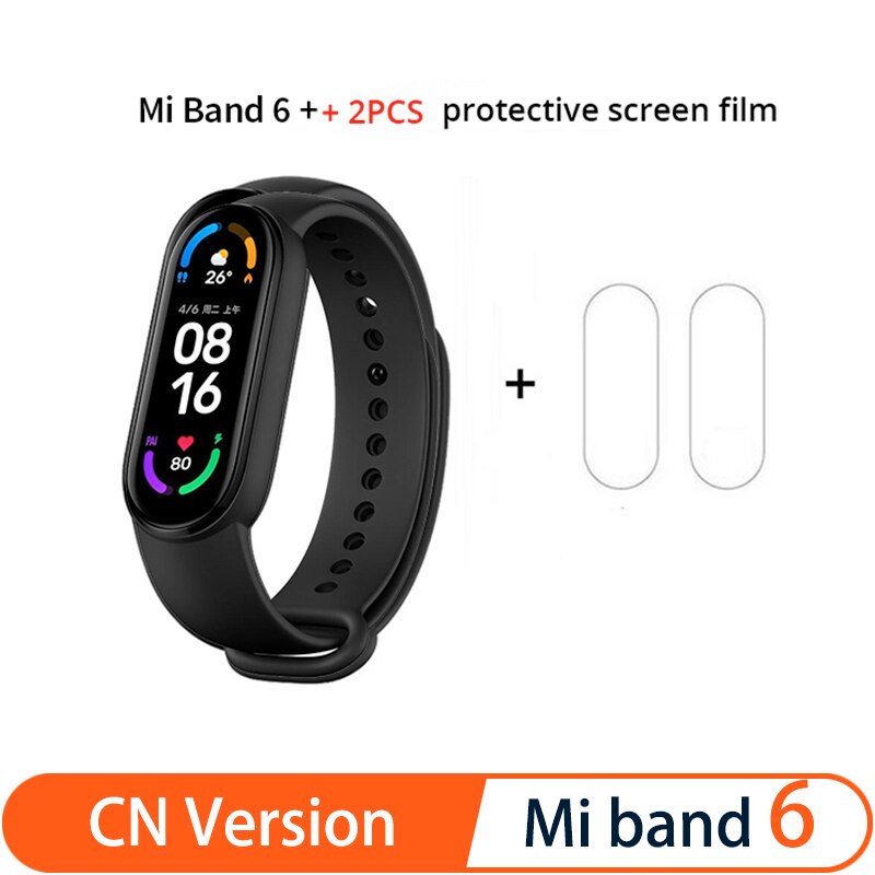 Xiaomi Mi Band 6 Smart Bracelet 5 Color AMOLED Screen Miband 6 Blood Oxygen Fitness Traker Bluetooth Waterproof Smart Band: CN add Film