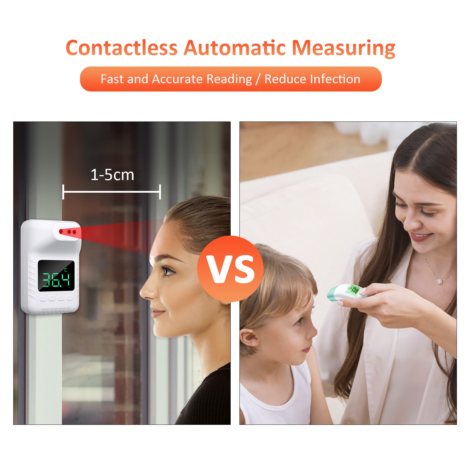 Non-Contact IR Infrared Sensor Forehead Hanging Wall Mount LCD Digital Thermometer High Precision Temperature