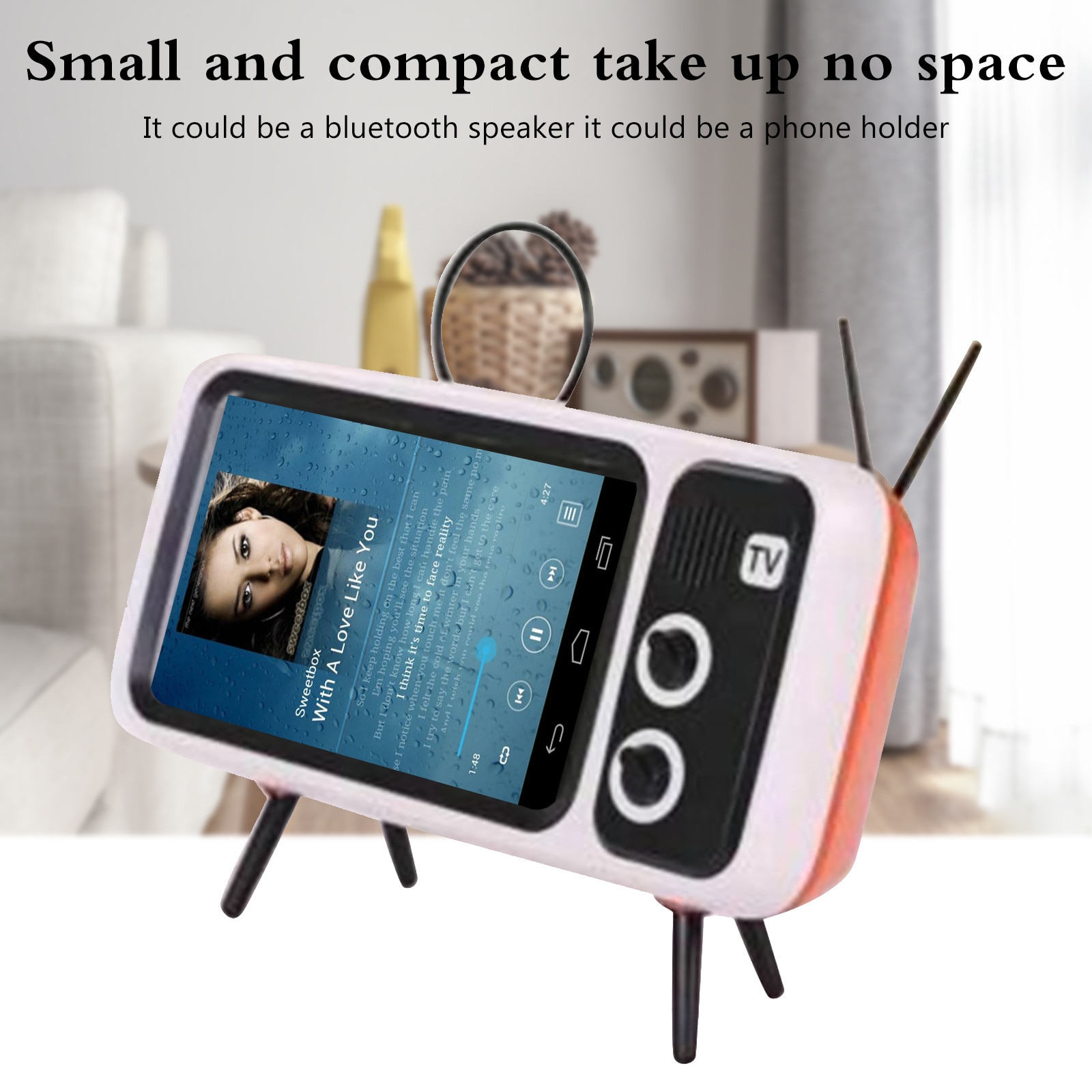 Draadloze Bluetooth Speaker Met Mobiele Telefoon Tv Houder Draagbare Draadloze Speaker Smartphone Handsfree Bluetooth Speaker