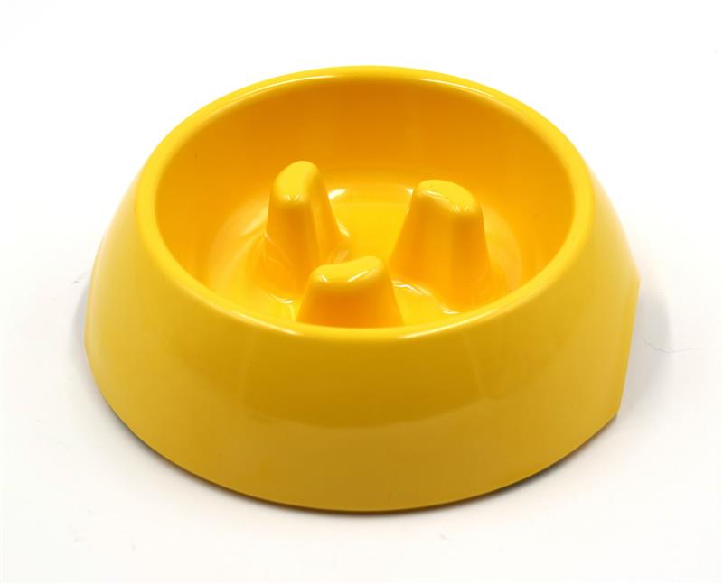 Tazón de perro con impresión lenta, tazón para gatos y cachorros, alimentador de almacenamiento de alimentos con agua, Combo de resina de PP no tóxica de acero inoxidable, cuenca de arroz en 6 colores: Amarillo