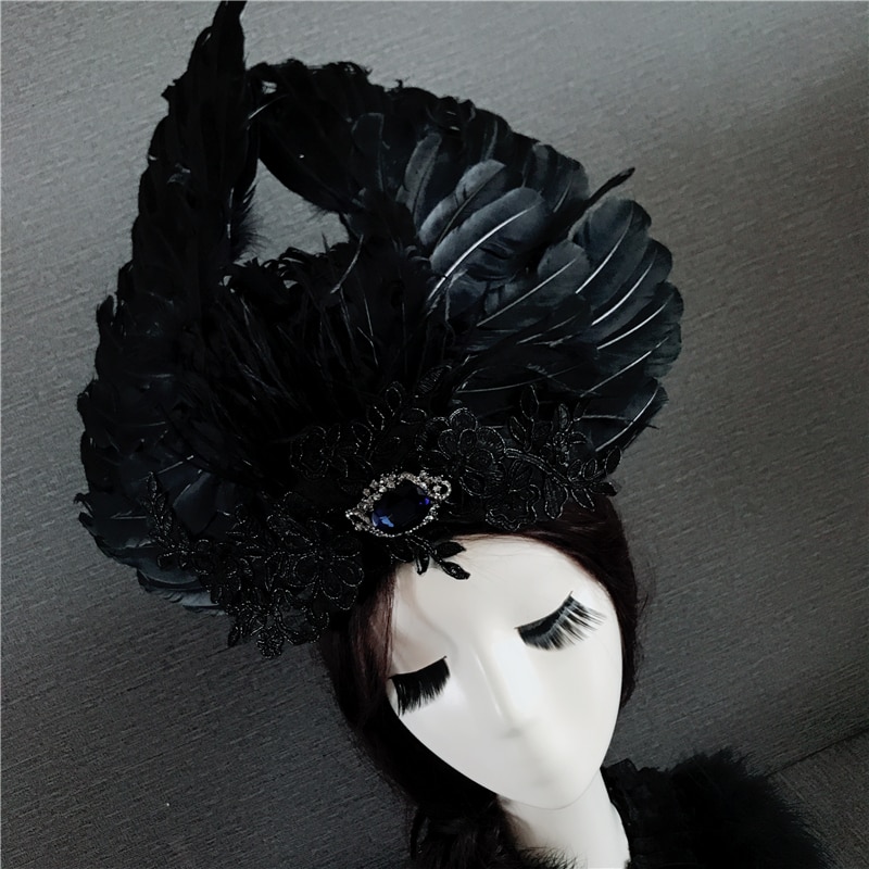 Black angel hoofd decoratie voor vrouwen moderne prestaties hoofd accessoires angel haar decoratie stage dance haaraccessoires