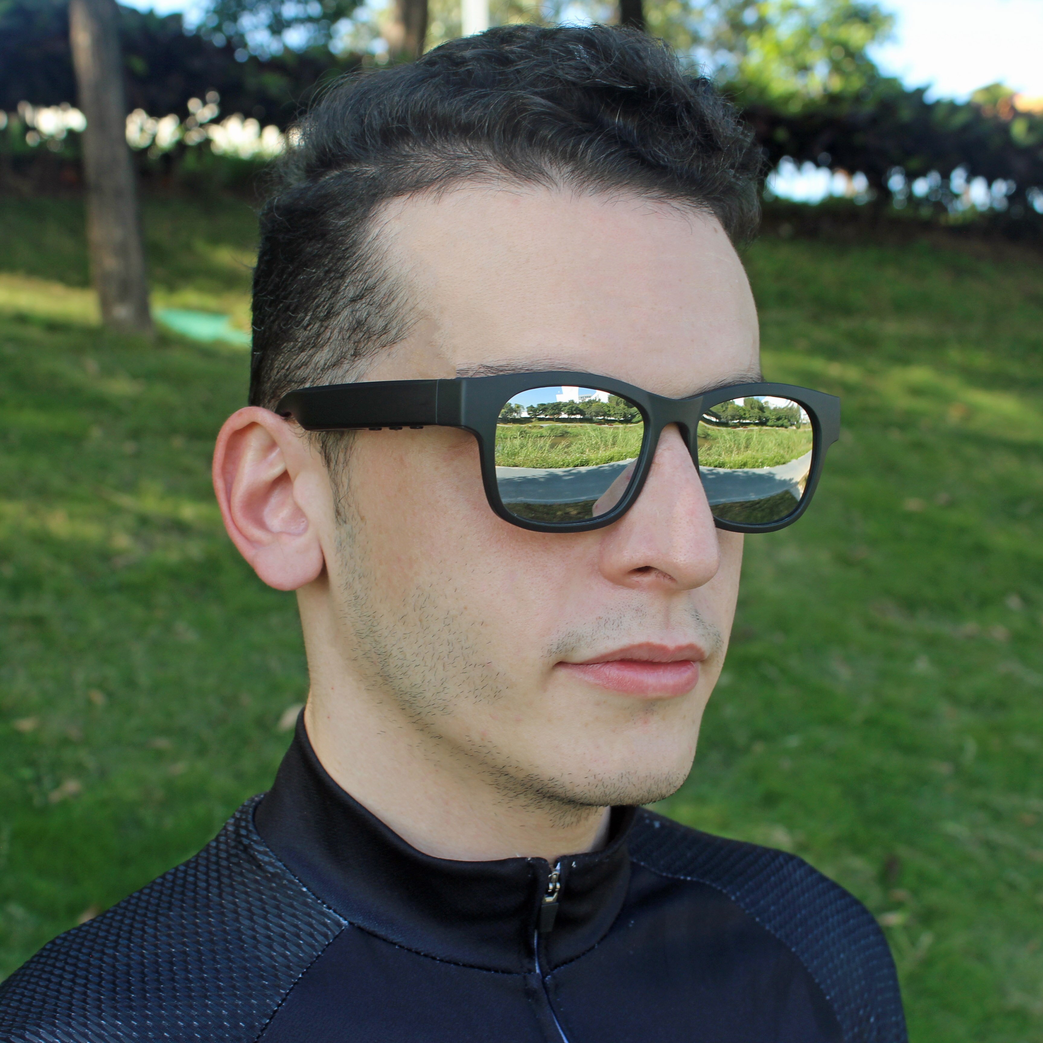 BT 5.0 Audio Smart Wireless Bluetooth 5.0 Glasses,Polarized,Headset Music Outdoor Cycling Sunglasses Headphones Sports Earphones: J6 Mirror Lens