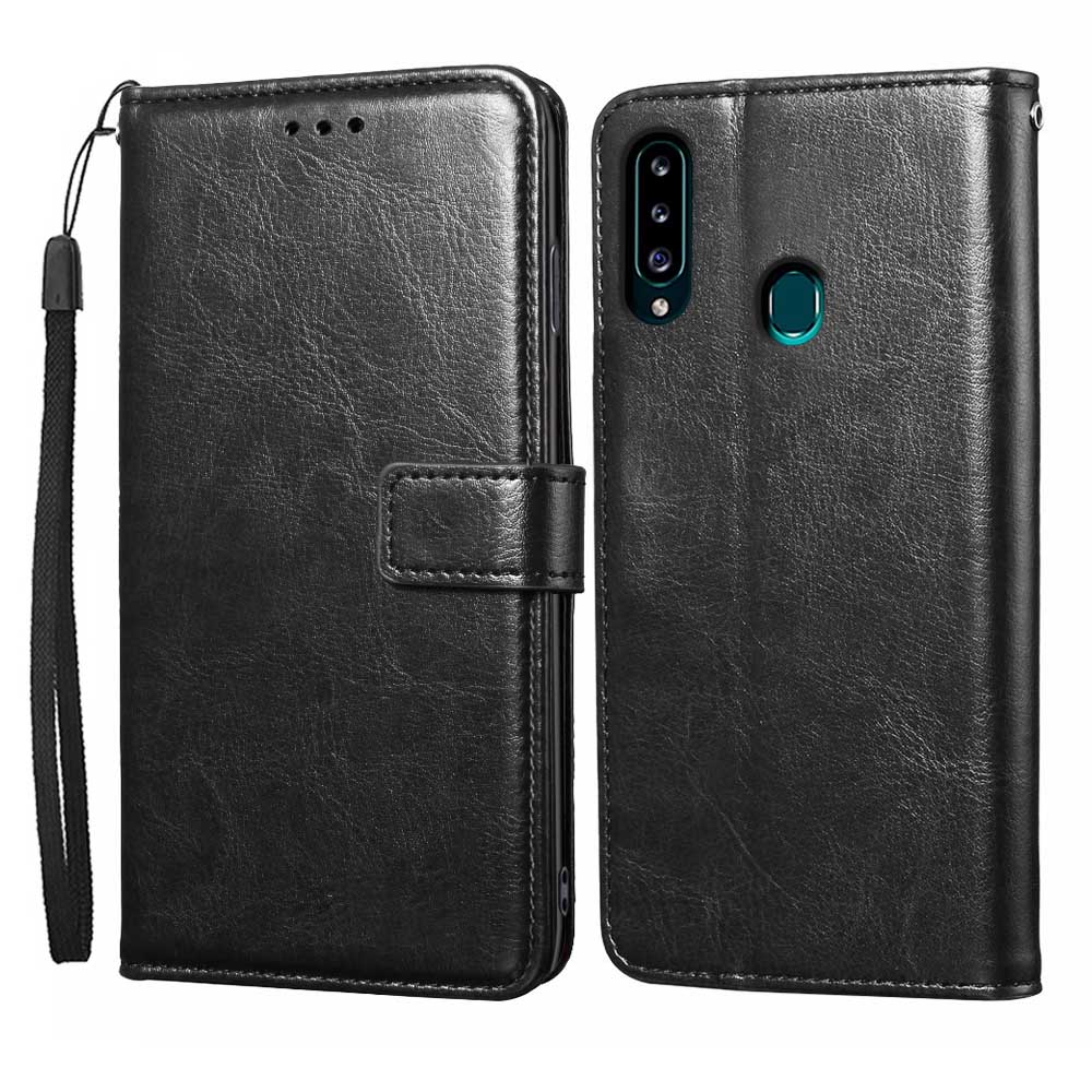 Funda de cuero con tapa para Samsung Galaxy A20s A 20 s para Samsung A 20 s: Style 1 Black