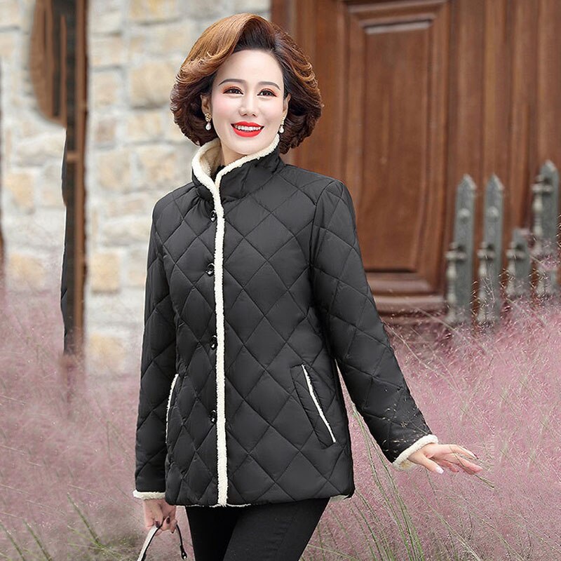 Mantel Parka Herbst Winter Neue Plus Samt Verdicken Damen Jacke Stand-hoch Kragen Große Größe verlieren frauen Halten warme Mantel