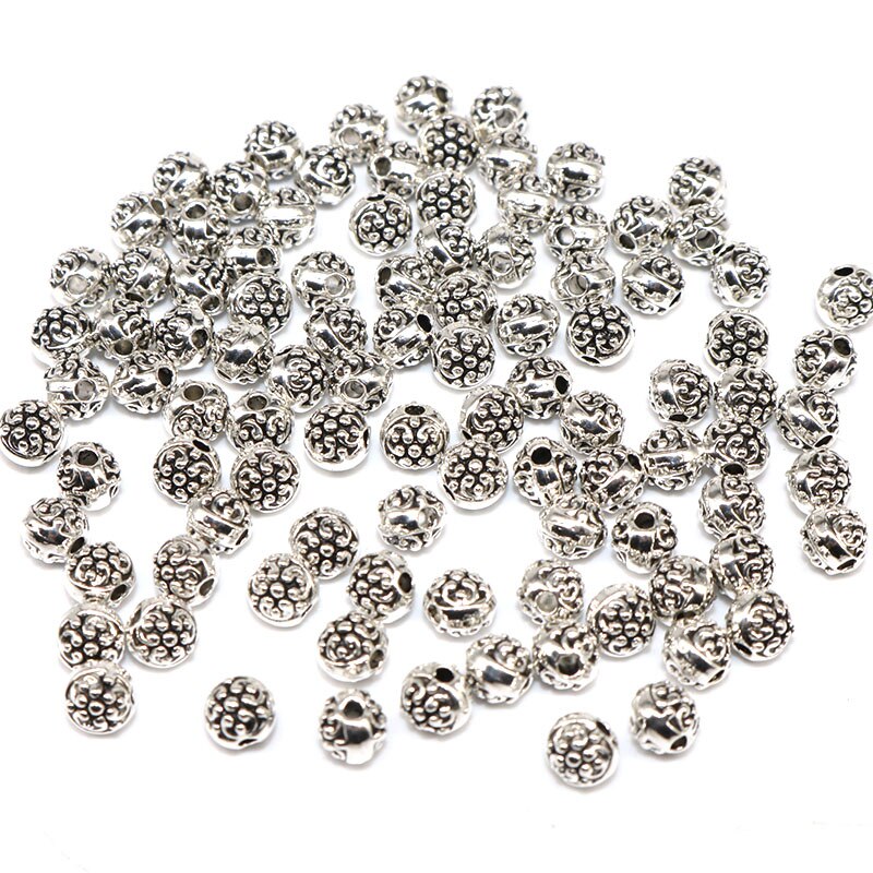 5MM 100pcs material Tibetan Silver plated Beads Silver Plated Spacer Loose Beads Handmade For charm beads Jewelry Making