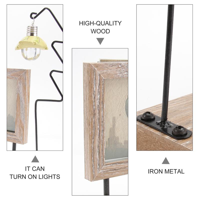 Marco de fotos de doble cara de 6 pulgadas Estilo nórdico marco de fotos de escritorio con luz