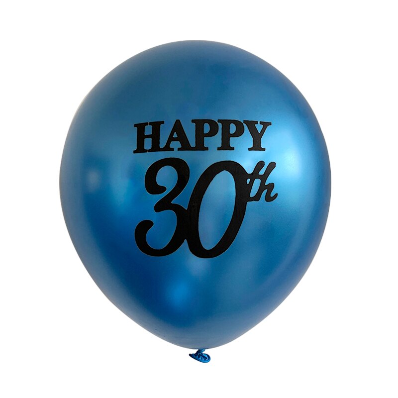 5 stuks 12 inch gouden zwarte metalen latex ballon helium volwassen ballon bedrukt happy 30th verjaardagsfeestje decoraties ballonnen benodigdheden: Blauw